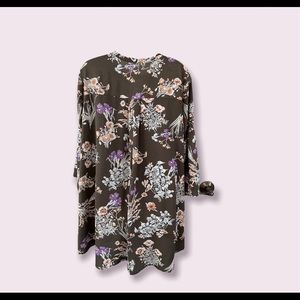 Umgee Boho Style Dress/Tunic Style R7217 Sz M.  Cocoa Brown with soft florals.